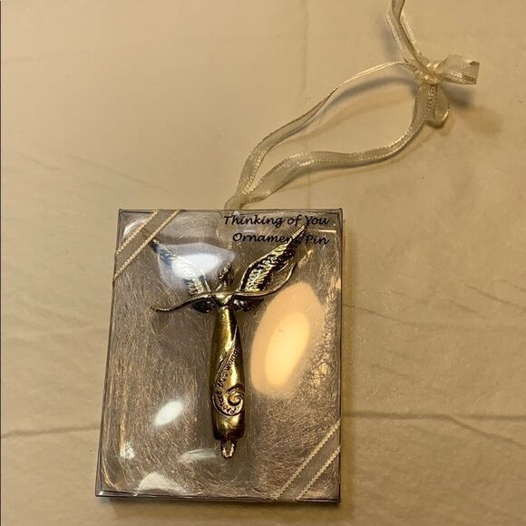 Serenity Thinking Of You Ornament Or Lapel Pin Silver Friendship Christmas Gift - Picture 1 of 2